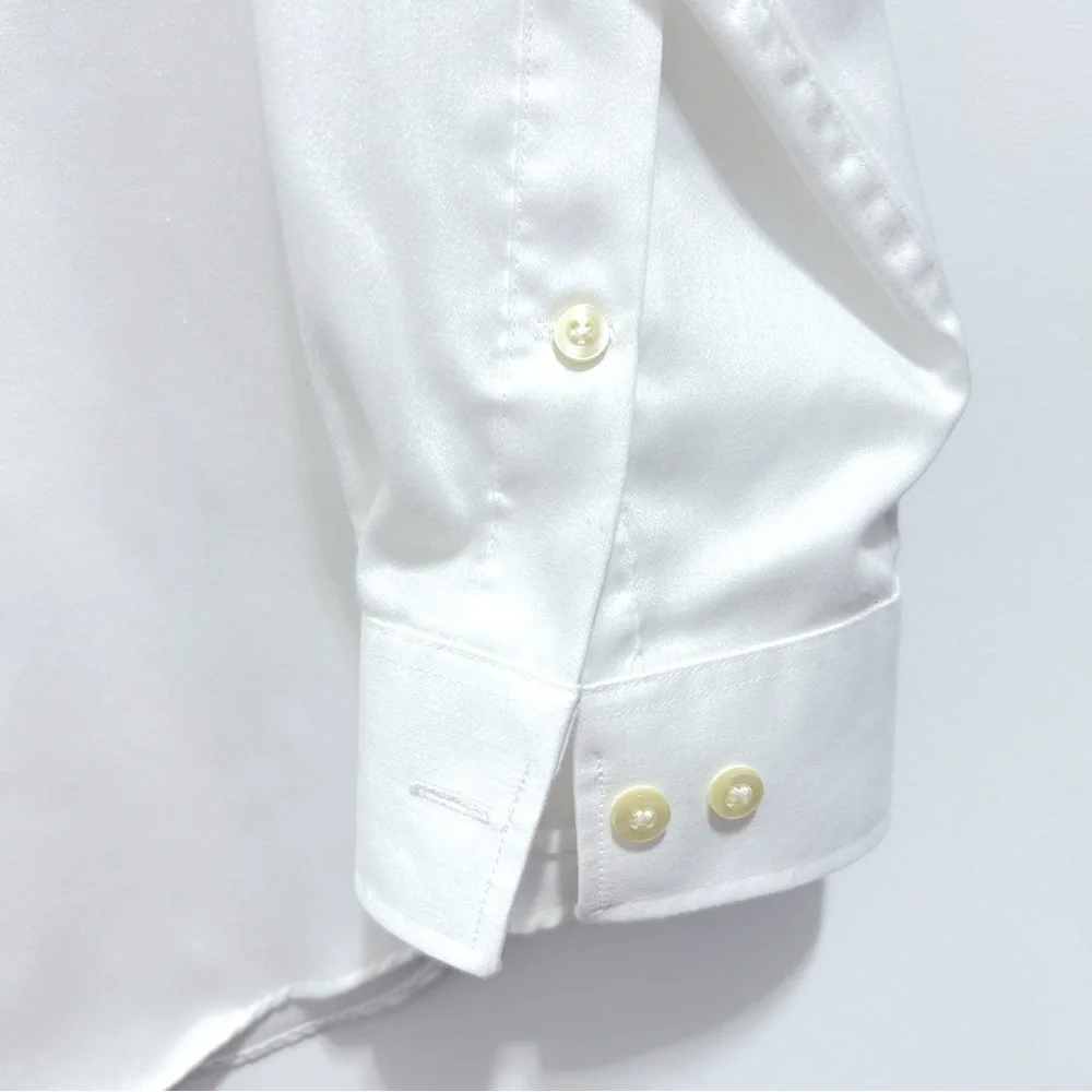 MICHAEL Michael Kors Slim Fit Women White Poplin Button Down Professional Shirt